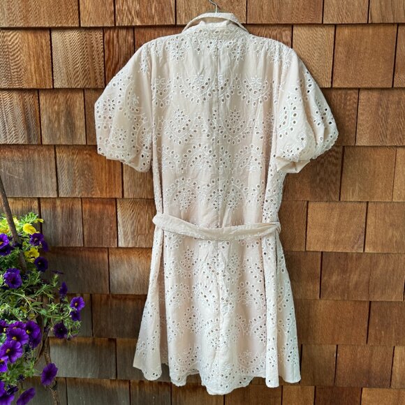 NWT Sam Edelman Short Sleeve Tan Eyelet Button Front Shirtdress in Women's 16 - Picture 6 of 16